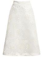 Romwe White Pierced A-line Skirt