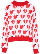 Romwe Arrow Hearts Print Crop Sweatshirt