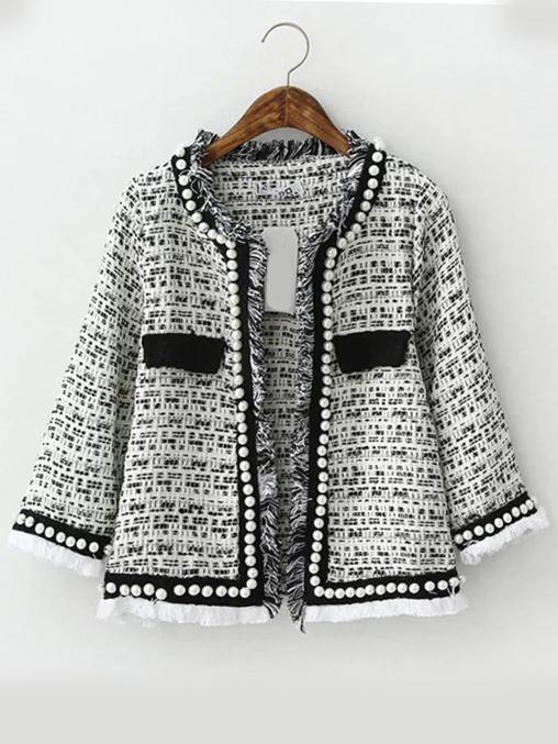 Romwe Open Front Bead Coat