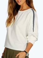 Romwe White Loose Long Sleeve T-shirts