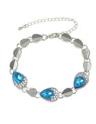 Romwe Elegant Blue Rhinestone Chain Bracelet