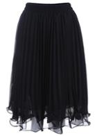 Romwe Elastic Waist Ruffle Pleated Skirt