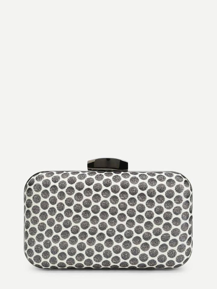 Romwe Polka Dot Clutch Chain Bag