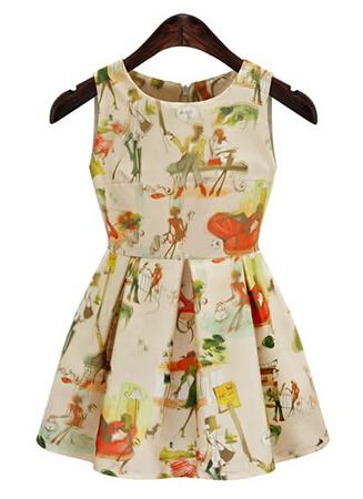 Romwe Sleeveless Florals Flare Yellow Dress