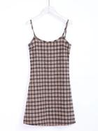 Romwe Cami Straps Plaid Dress