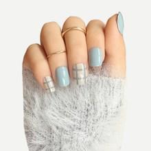 Romwe Plaid & Plain Fake Nails 24pack