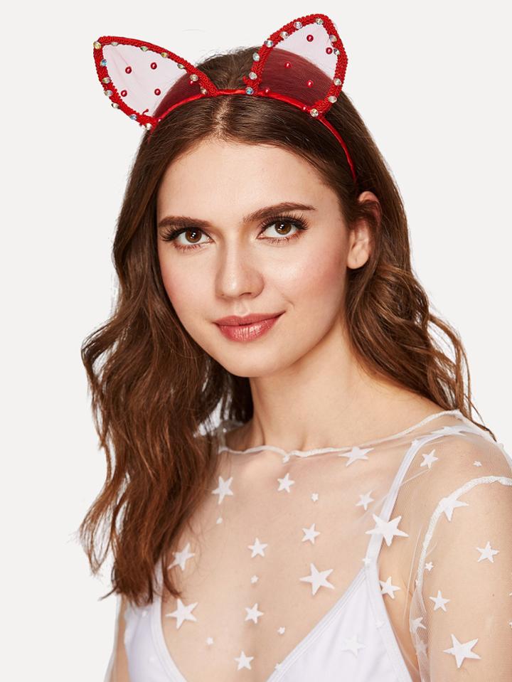 Romwe Rabbit Ear Design Headband With Jewelry