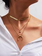Romwe Horn Pendant Arrow Design Chain Necklace