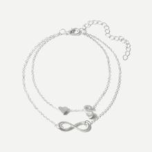 Romwe Letter S Detail Layered Chain Anklet