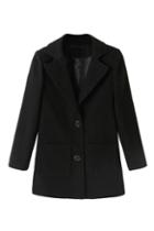 Romwe Single-breasted Sheer Black Coat