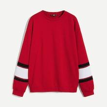 Romwe Guys Striped Sleeve Sweatshirt