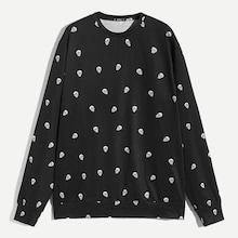 Romwe Guys Allover Skull Print Pullover