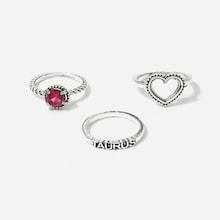 Romwe Heart Detail Ring Set 3pcs