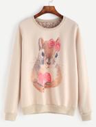 Romwe Pink Animal Print Sweatshirt