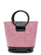 Romwe Contrast Faux Leather Tweed Bag