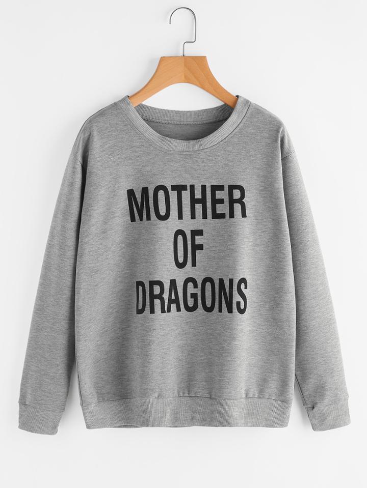 Romwe Slogan Print Sweatshirt