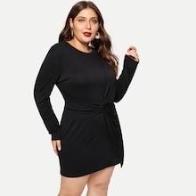 Romwe Plus Solid Twist Front Dress