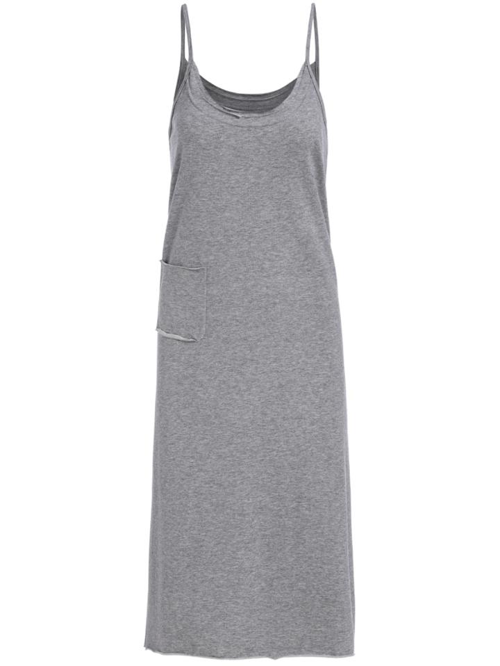 Romwe Spaghetti Strap Pockets Maxi Grey Dress