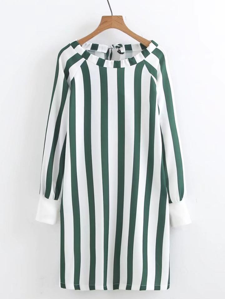 Romwe Tie Back Striped Dress