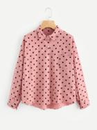 Romwe Polka Dot Single Breasted Chest Pocket Blouse