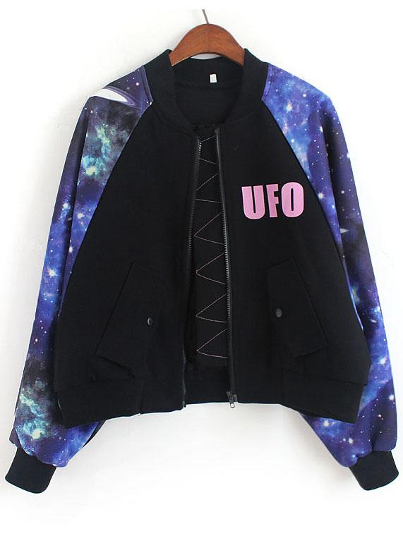 Romwe Galaxy Print Dolman Jacket
