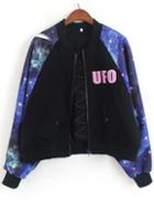 Romwe Galaxy Print Dolman Jacket