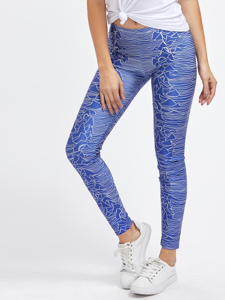 Romwe Active Abstract Print Leggings