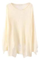 Romwe Ripped-hems Transparent Apricot Jumper