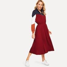 Romwe Cut-and-sew Half Placket Dress