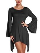 Romwe Flare Sleeve Asymmetric Jersey Dress