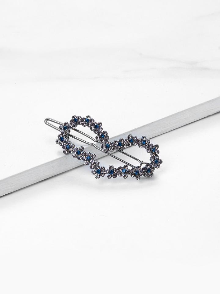 Romwe Heart Shaped Rhinestone Hair Clip
