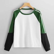 Romwe Cut And Sew Tape Panel Sweatshirt