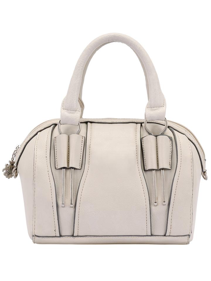 Romwe Beige Fashion Zipper Pu Shoulder Bag