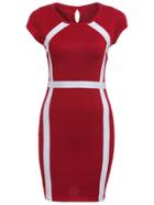 Romwe Contrast Edge Bodycon Red Dress