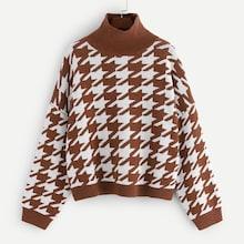 Romwe Stand Collar Drop Shoulder Sweater