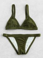 Romwe Textured Detail Triangle Bikini Set