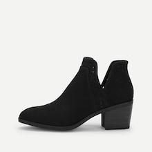 Romwe Plain V Cut Design Ankle Boots