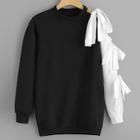 Romwe Plus Knot Detail Contrast Sleeve Sweatshirt