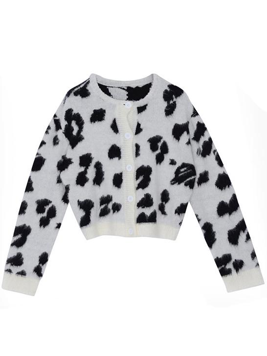 Romwe Leopard Buttons Mohair White Coat