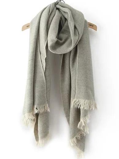 Romwe Frayed Grey Scarf