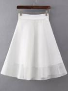 Romwe White Zipper Hollow Mesh Skirt