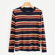 Romwe Multi-stripe Knit Jumper