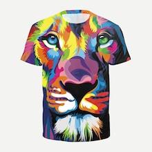 Romwe Men Abstract Lion Print Tee