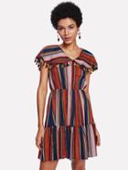 Romwe Tassel Detail Cape Sleeve Striped Dress