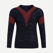 Romwe Guys Geo Pattern Cable Knit Jumper