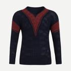 Romwe Guys Geo Pattern Cable Knit Jumper