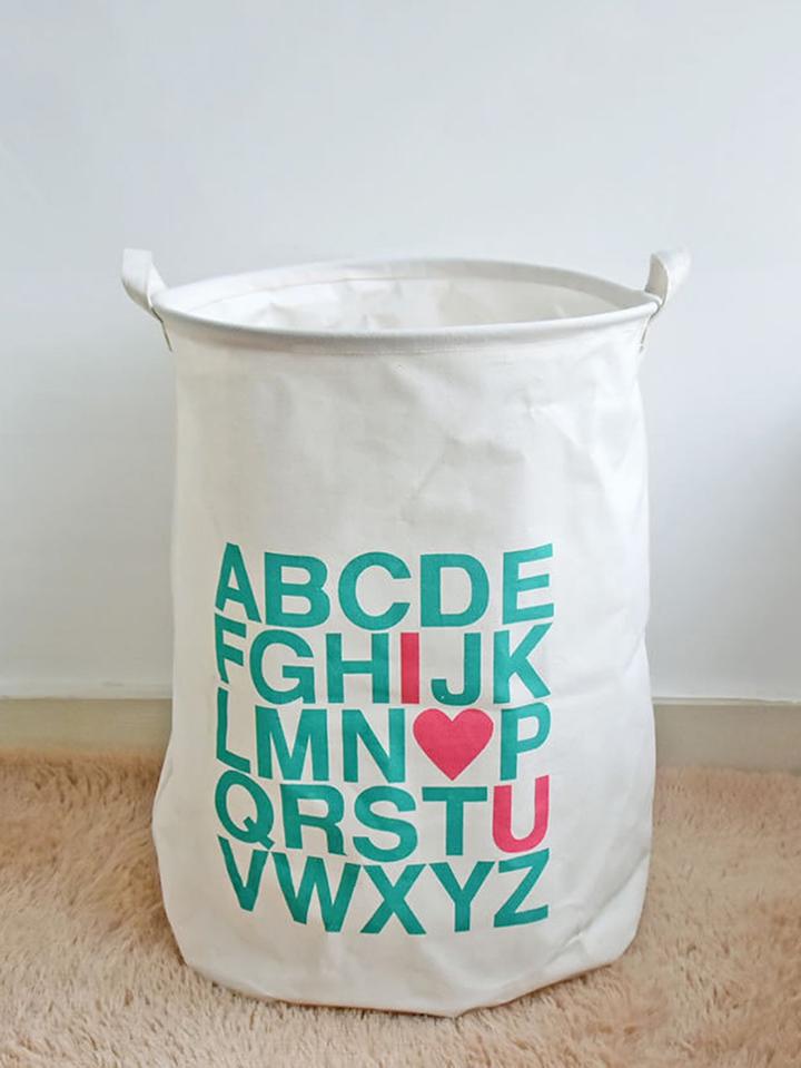 Romwe Slogan Print Bucket Organizer