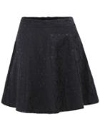 Romwe With Zipper Embroidered Pleated Black Skirt