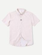 Romwe Men Striped Shirt With Button Down Collar