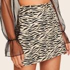 Romwe Slant Pocket Zebra Skirt